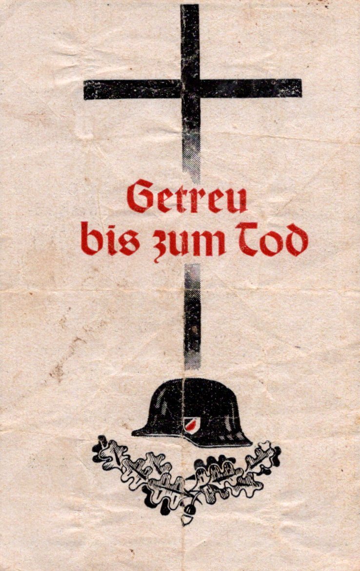 carte avis de décès soldat allemand d'infanterie originaire de Sarre tombé en Russie en 1944