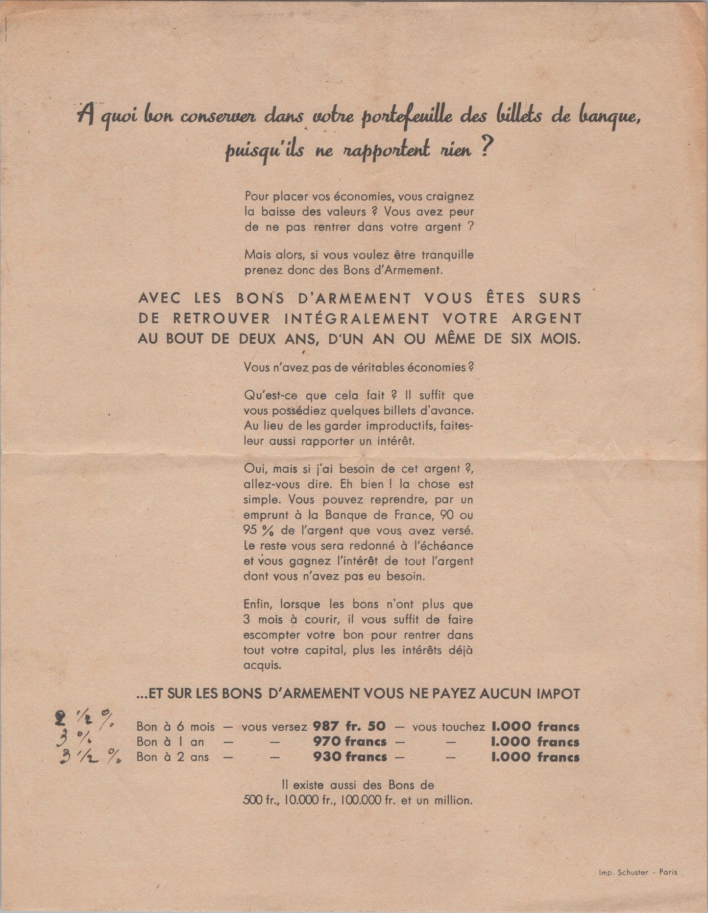 document sur les bons d'armement 1939-40