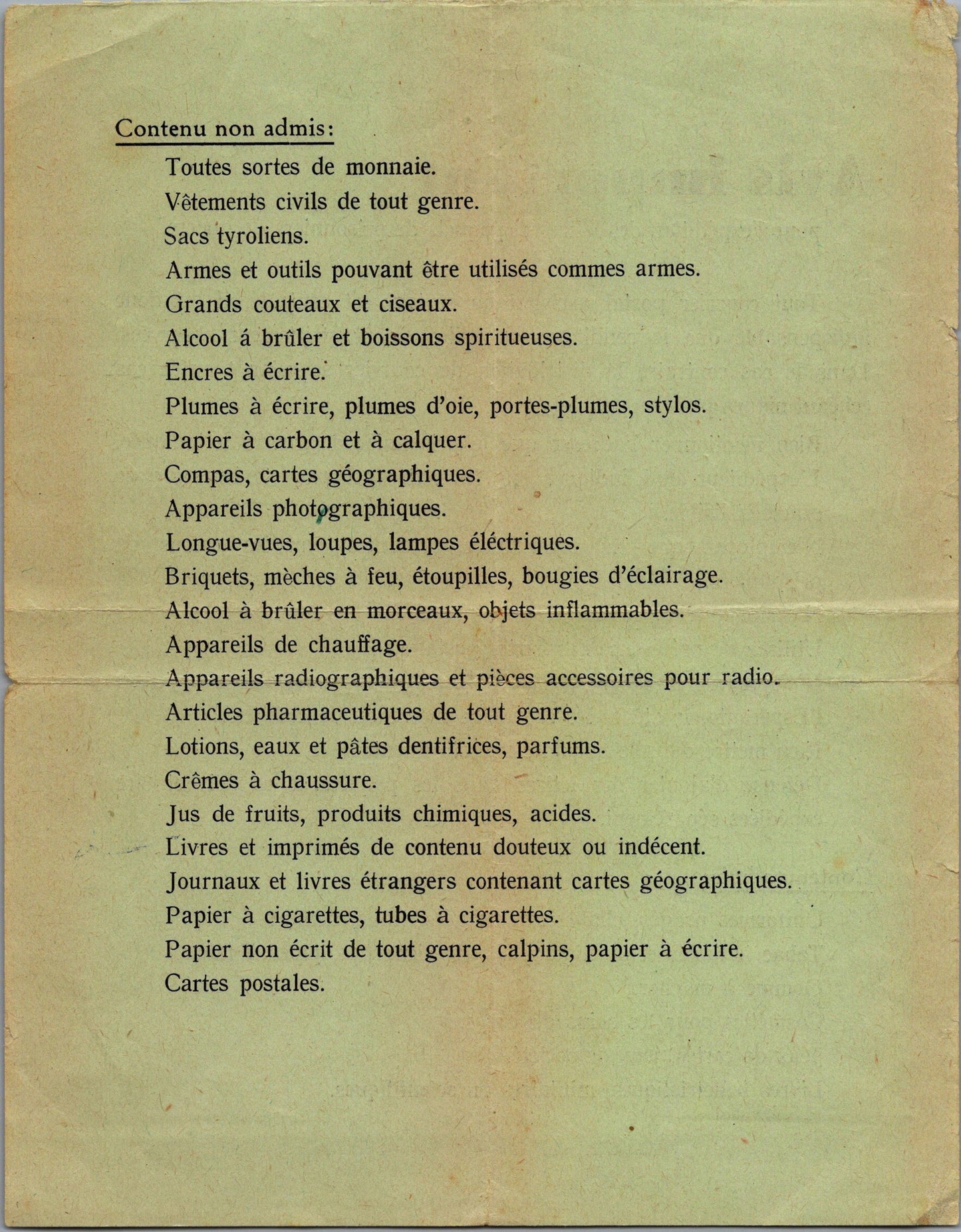 avis important pour l'envoi des lettres et colis aux prisonniers de guerre 1939-45