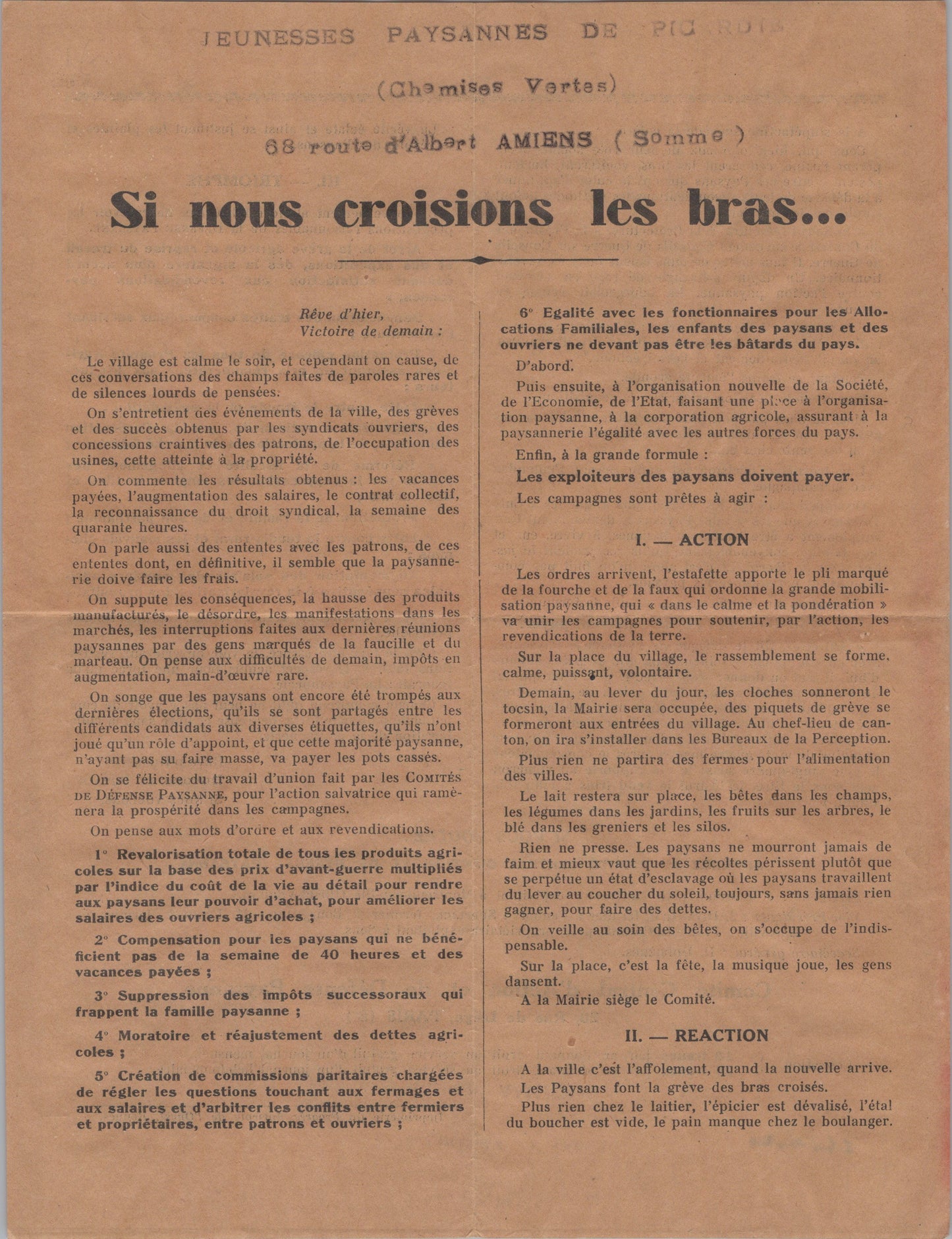 lot de courriers des jeunesses paysannes Etat Français