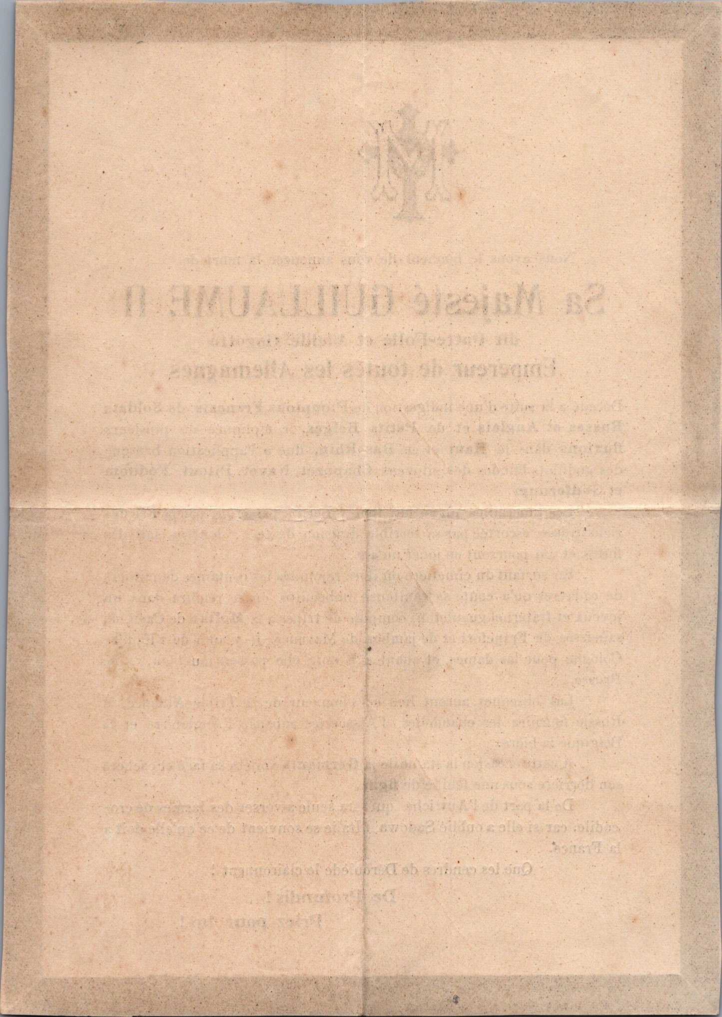 tract caricatural français décès de Guillaume II empereur d'Allemagne 1914-18