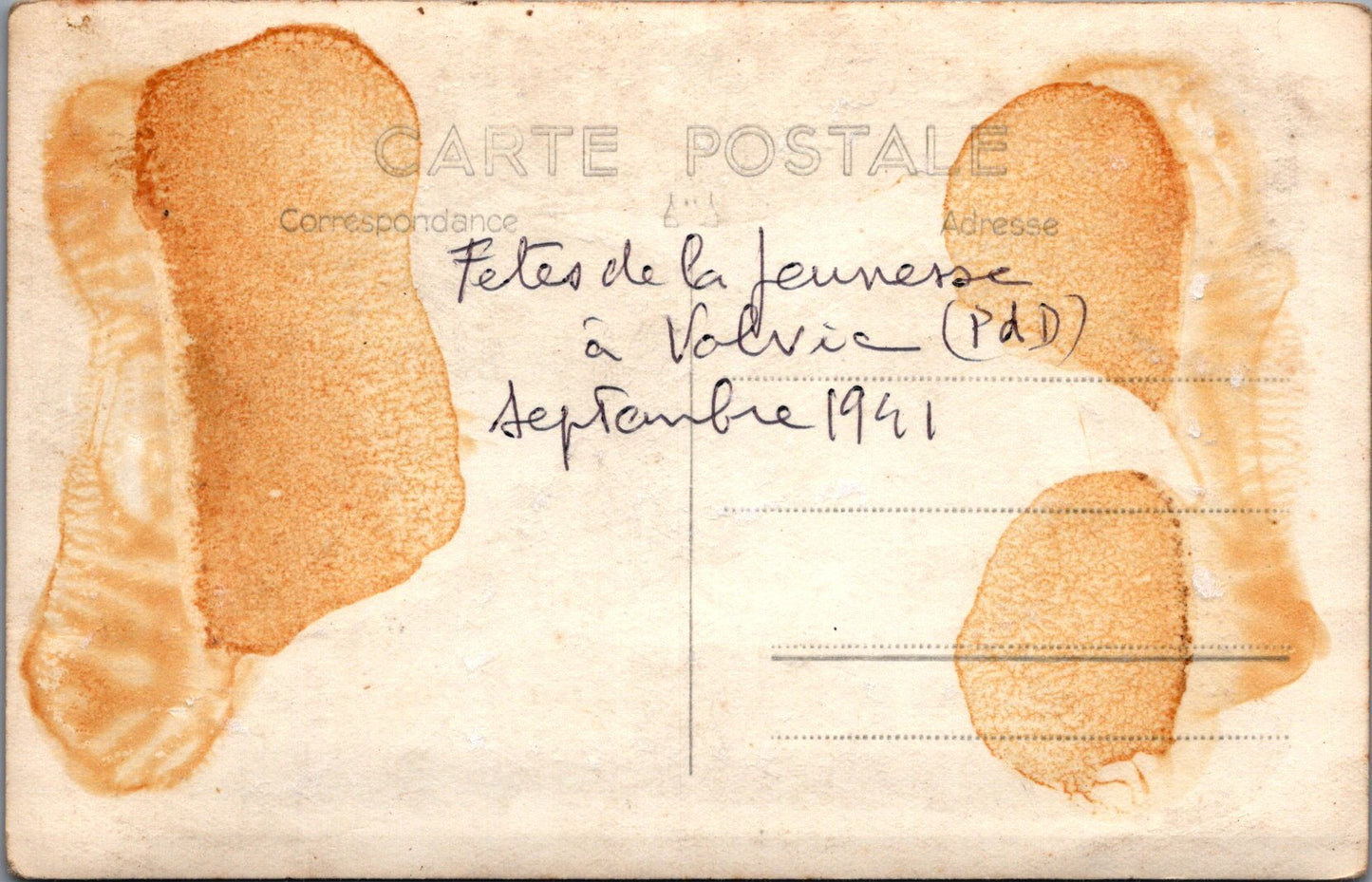 carte photo chantiers de jeunesse fetes de la jeunesse à Volvic 1941 14x9 cm
