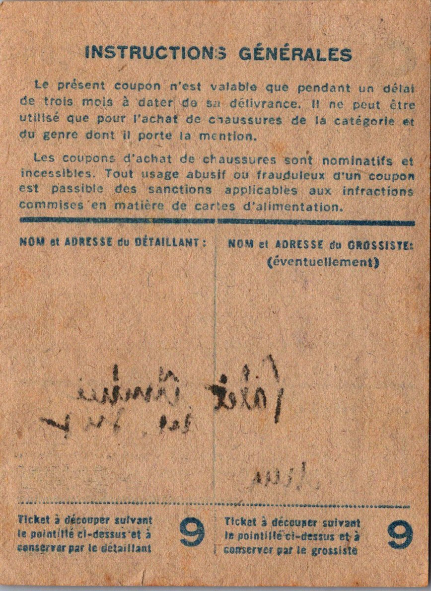 coupon d'achat sandalette pour enfant 1939-45