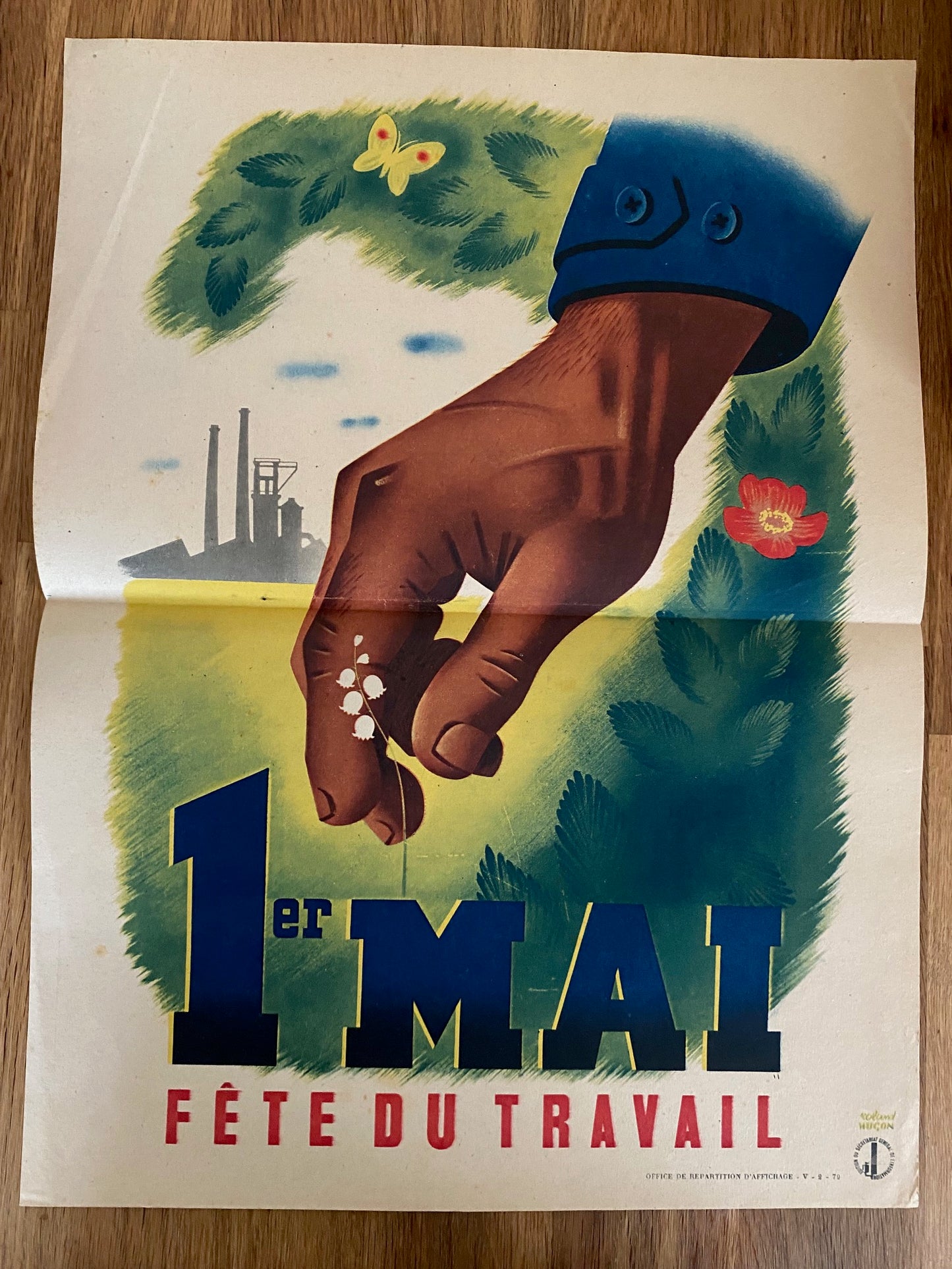 affiche fête du travail 1er mai Etat Français 1942 41x30 cm