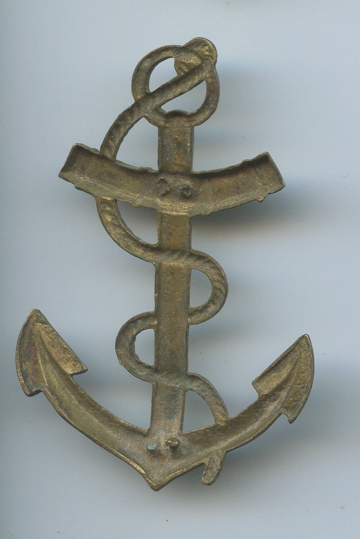 insigne de casque colonial, ancre 60mm de haut, attaches coupées