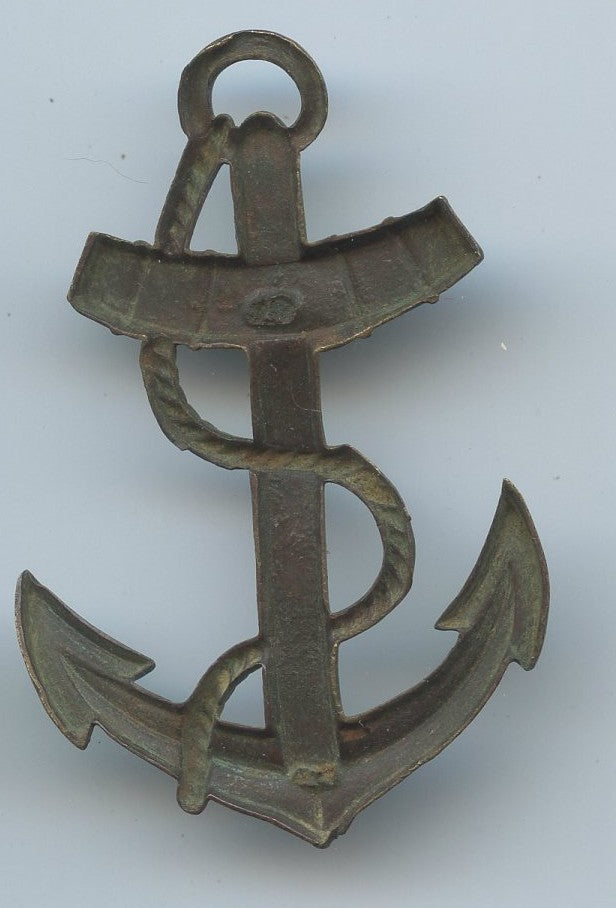 insigne de casque colonial, ancre 52mm de haut, attaches coupées