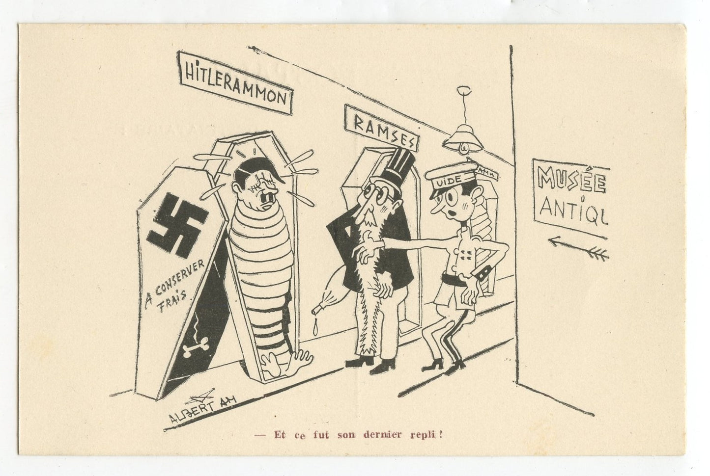 carte postale de propagande anti axe Hitler 1939-45