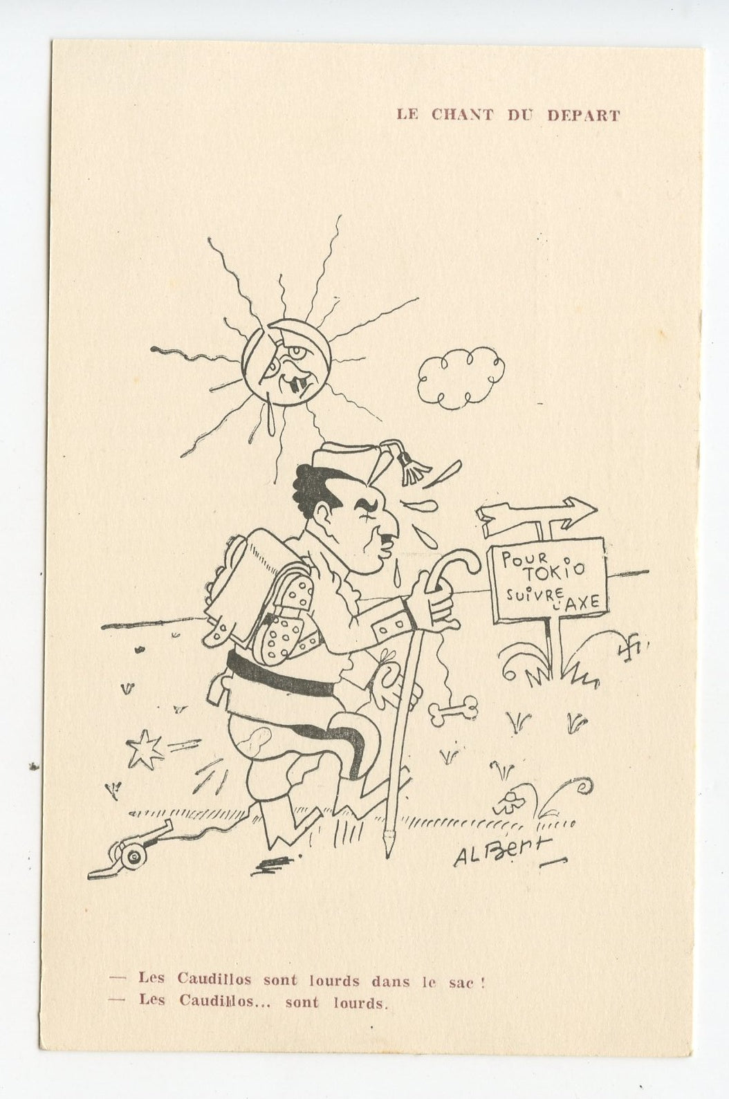 carte postale de propagande anti axe Franco 1939-45