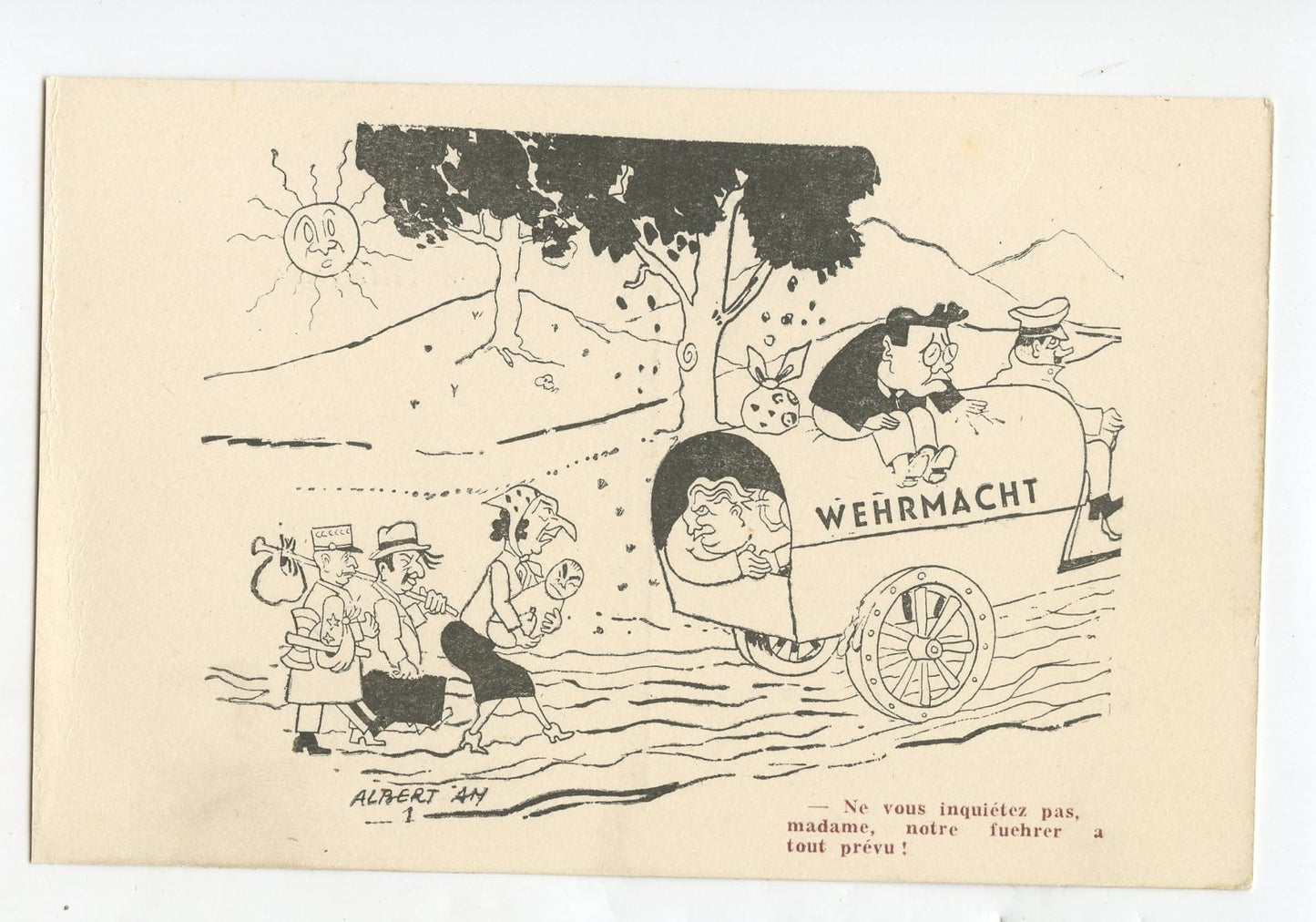 carte postale de propagande anti axe départ gouvernement de vichy Pétain Laval 1939-45