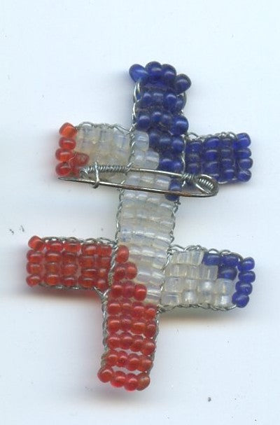 pendentif croix de lorraine en perles 1914-1918 ou 1939-45