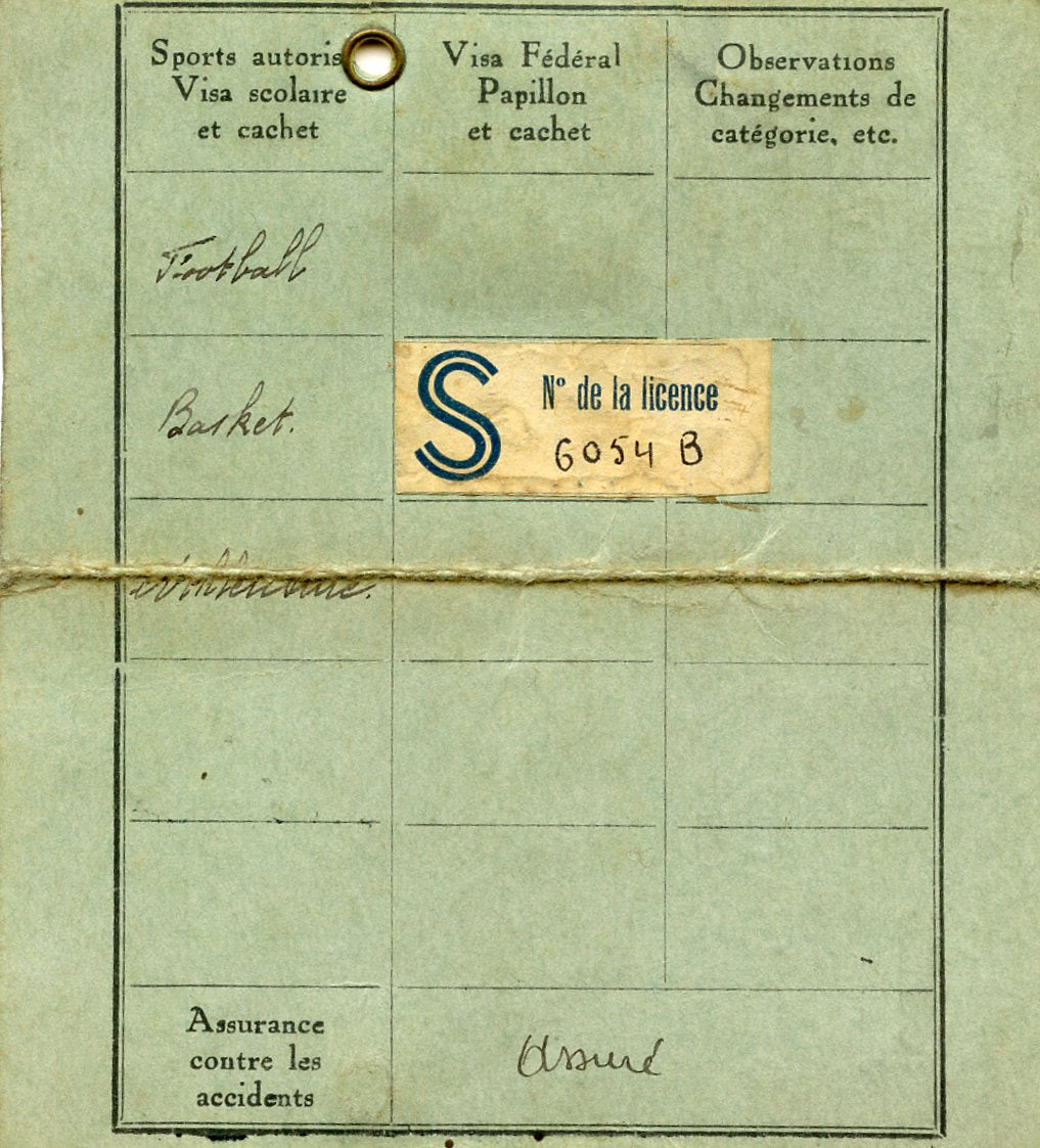 carte d'éducation physique et sportive Etat Français 1941
