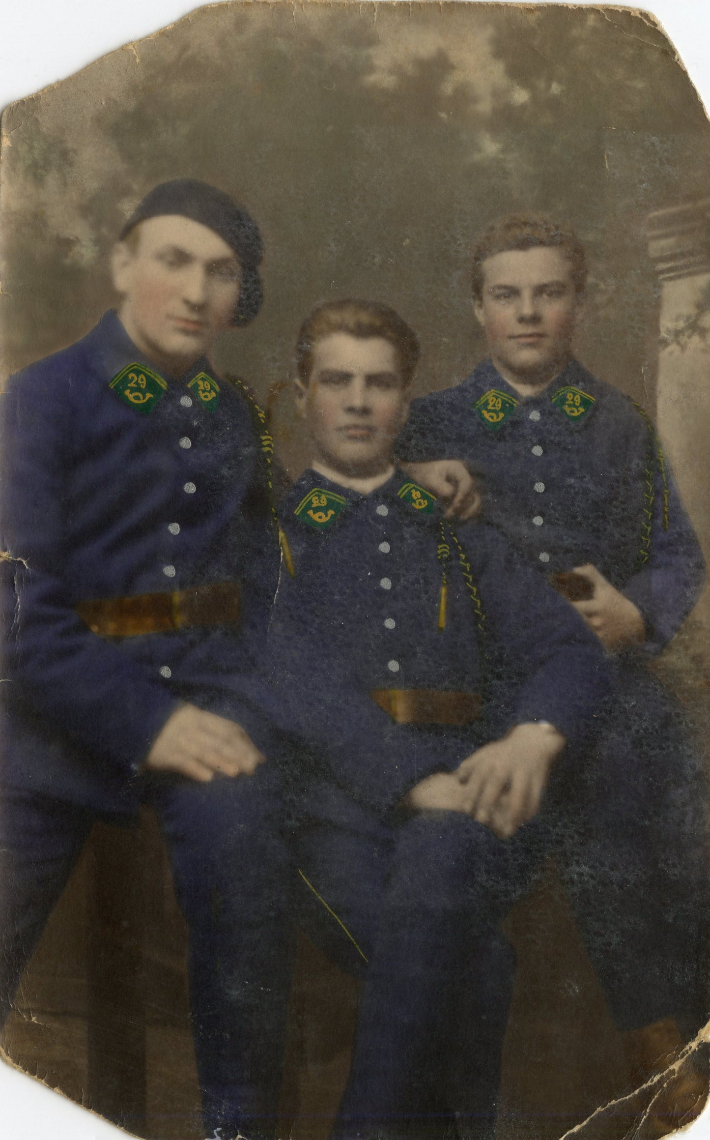 carte photo colorisée de chasseurs du 29°BCP années 20