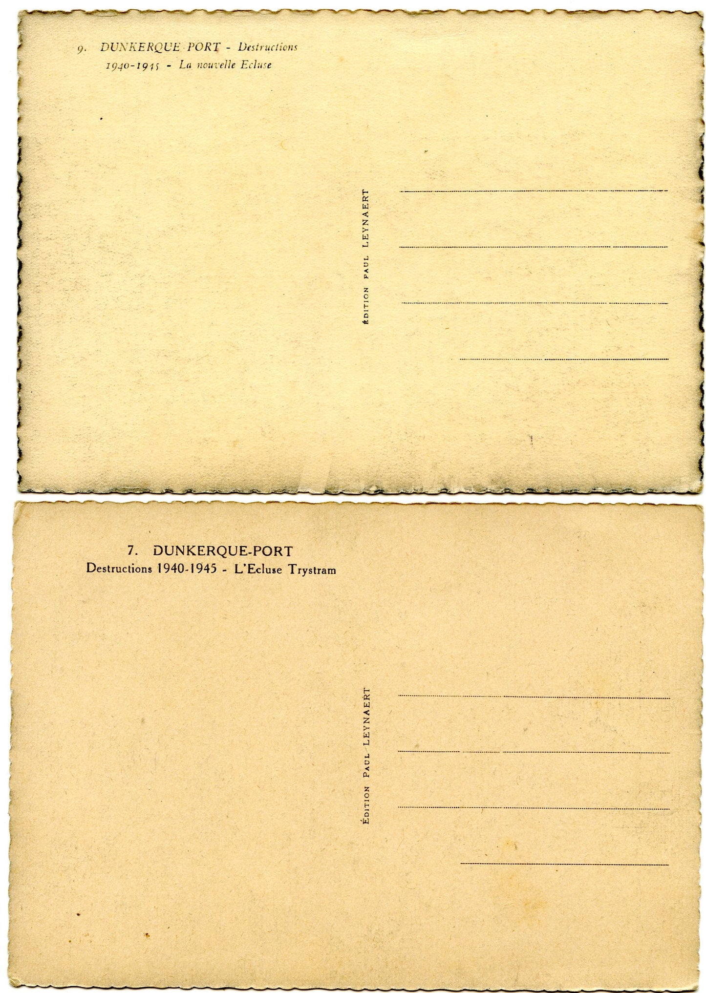 2 cartes postales destruction du port de Dunkerque 1939-40