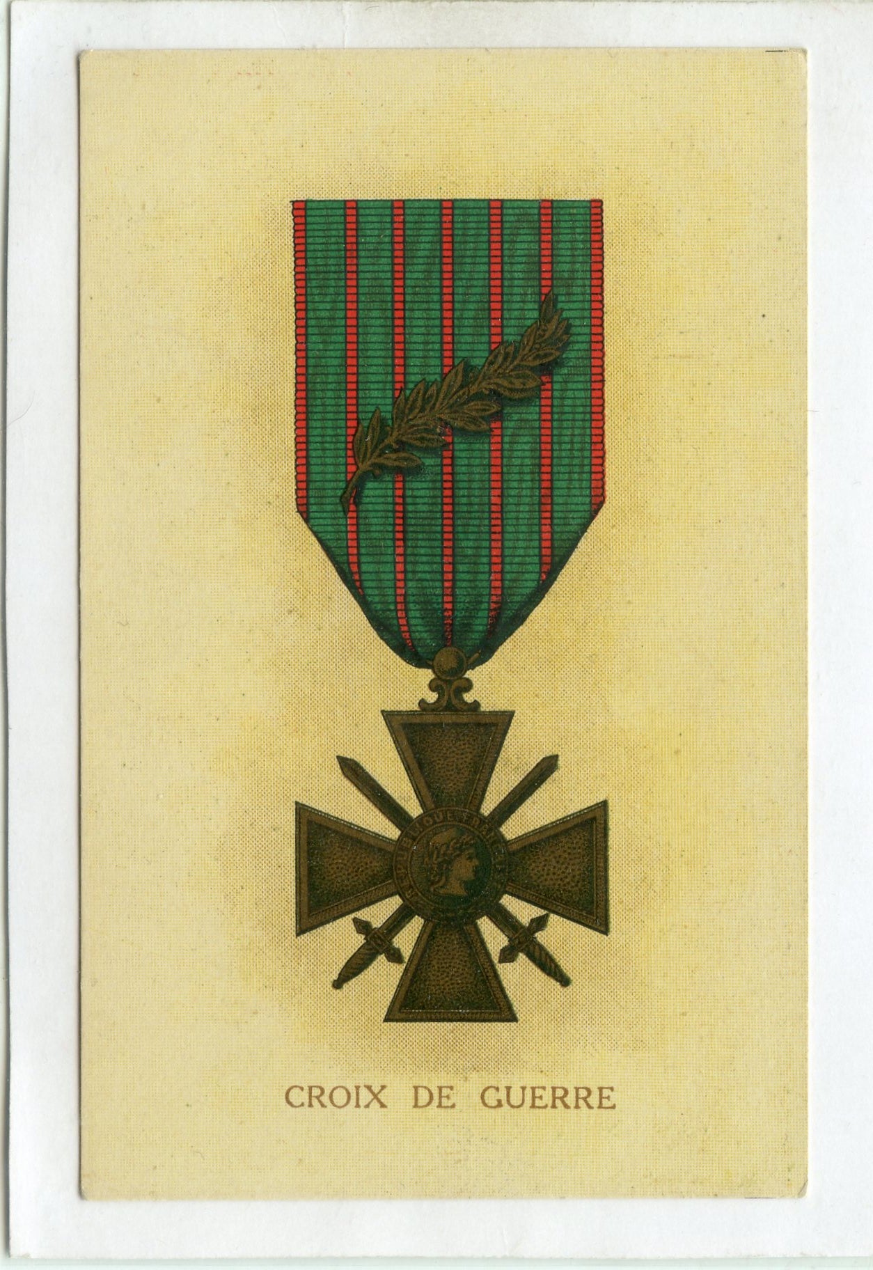 carte postale croix de guerre 1914-1918