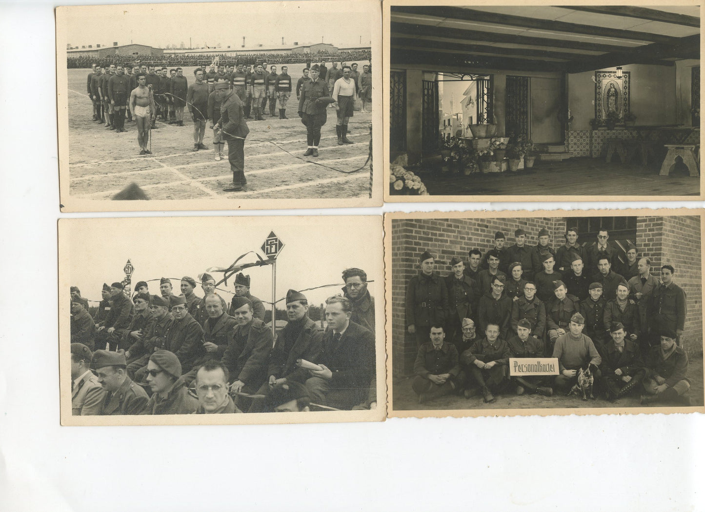 série de 8 cartes photos vie au stalag VIIIC, spectacles, épreuves de sport