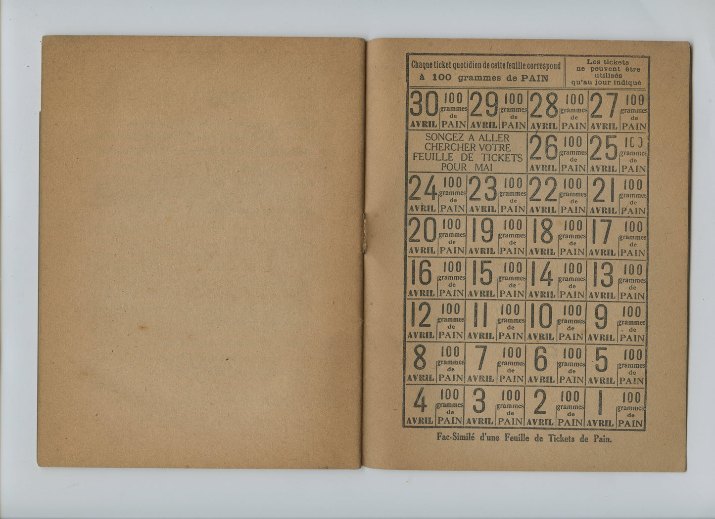 fascicule la carte d'alimentation 1918, 31 pages