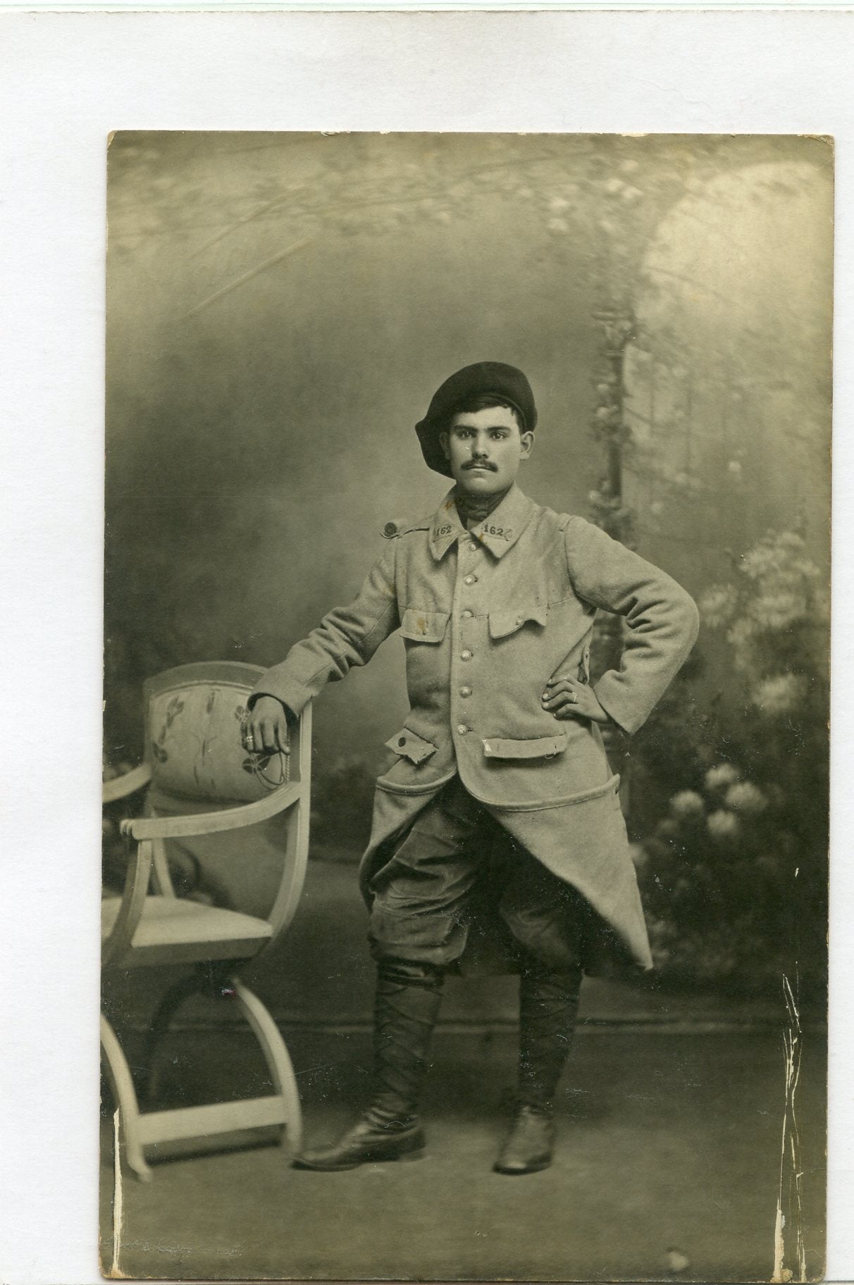 carte photo poilu 162°RI capote poiret et tarte 1914-1918