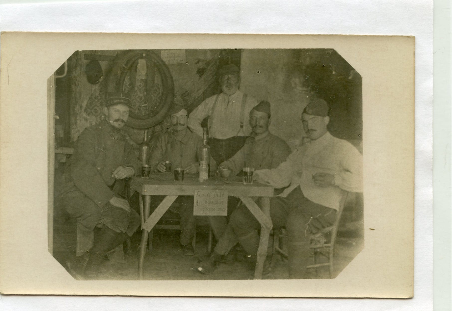 carte photo service auto atelier réparation pneumatiques 1914-1918