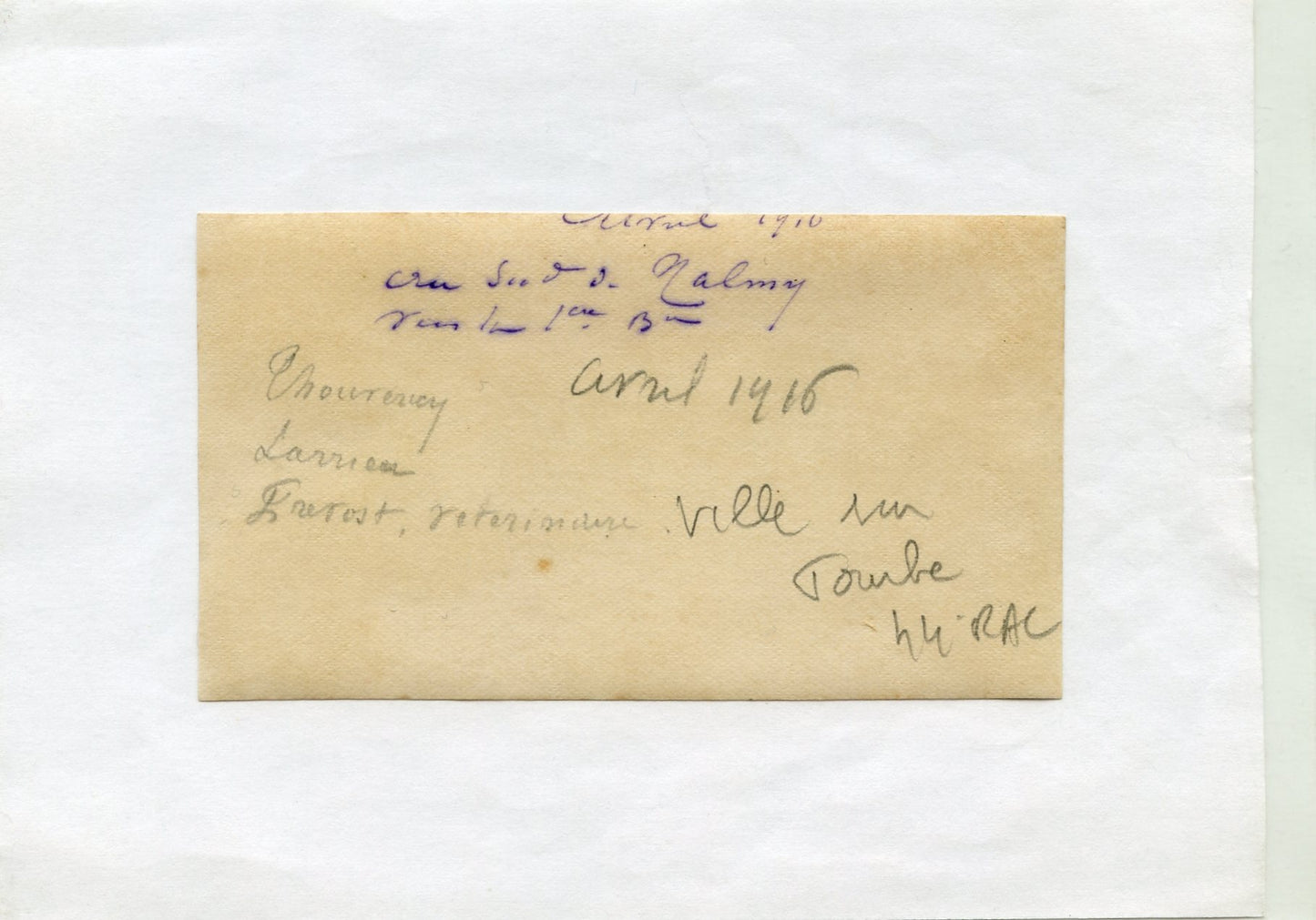 photo officiers à Ville sur Tourbe 44°RAC Champagne 1916 10,5x6,5 cm