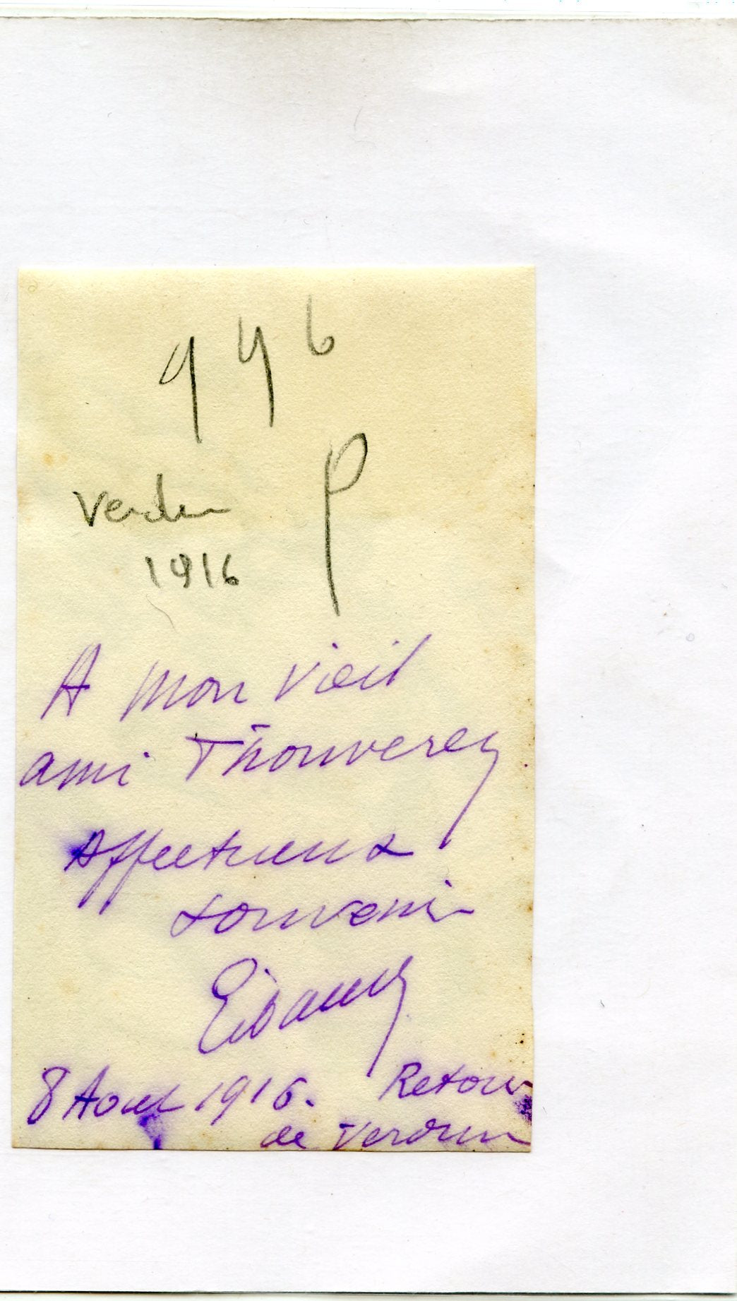 photo officier dans une tranchée à Verdun masque M2, 44°RAC, aout 1916 10,5x6 cm