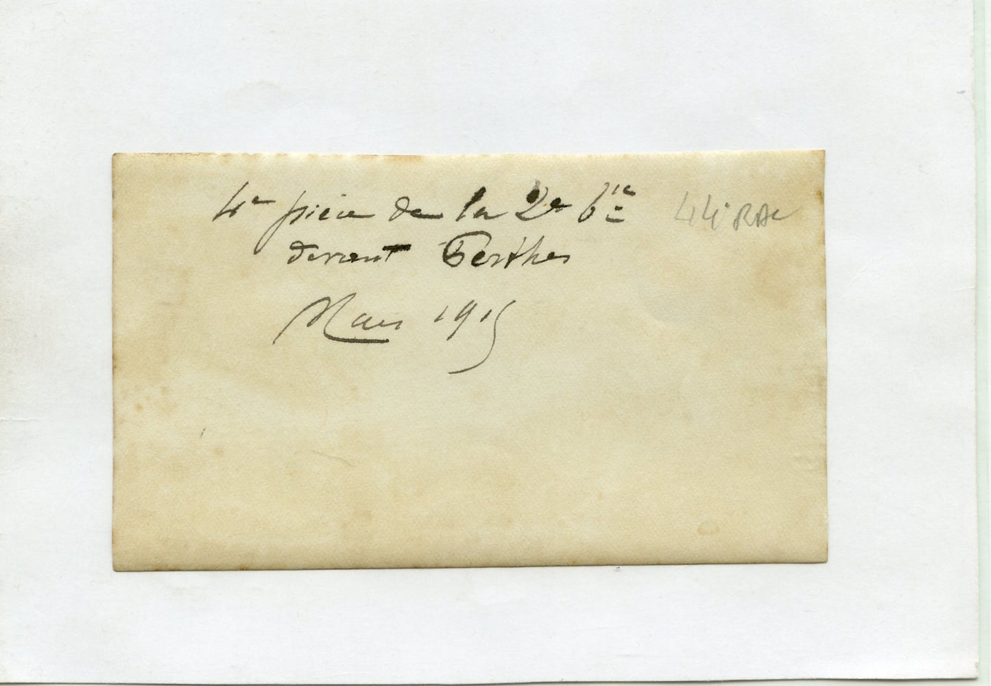 photo de la 4° pièce devant Perthes les Hurlus 44°RAC Champagne 1915 10,5x6,5 cm
