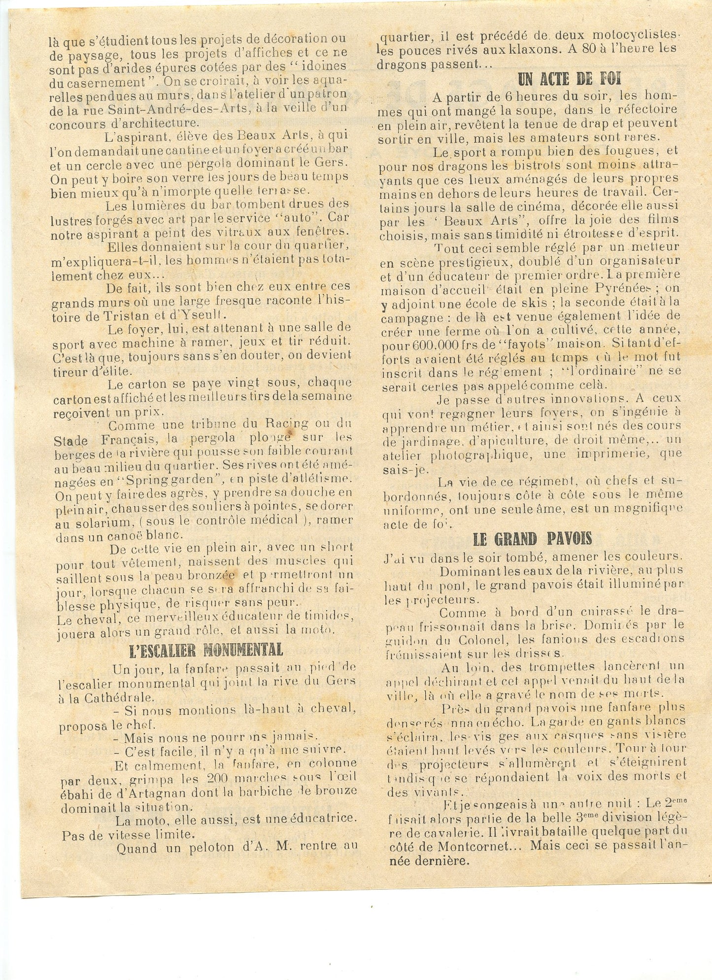 tract de recrutement 2° régiment de Dragons armée d'armistice plié en 2 cavalerie