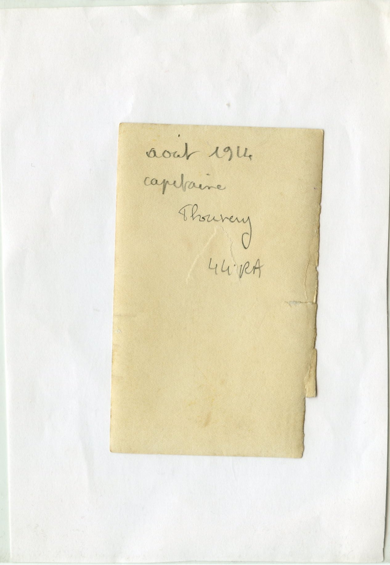 télégramme de rappel pour la mobilisation et photo du capitaine Thouvery du 44°RAC aout 1914