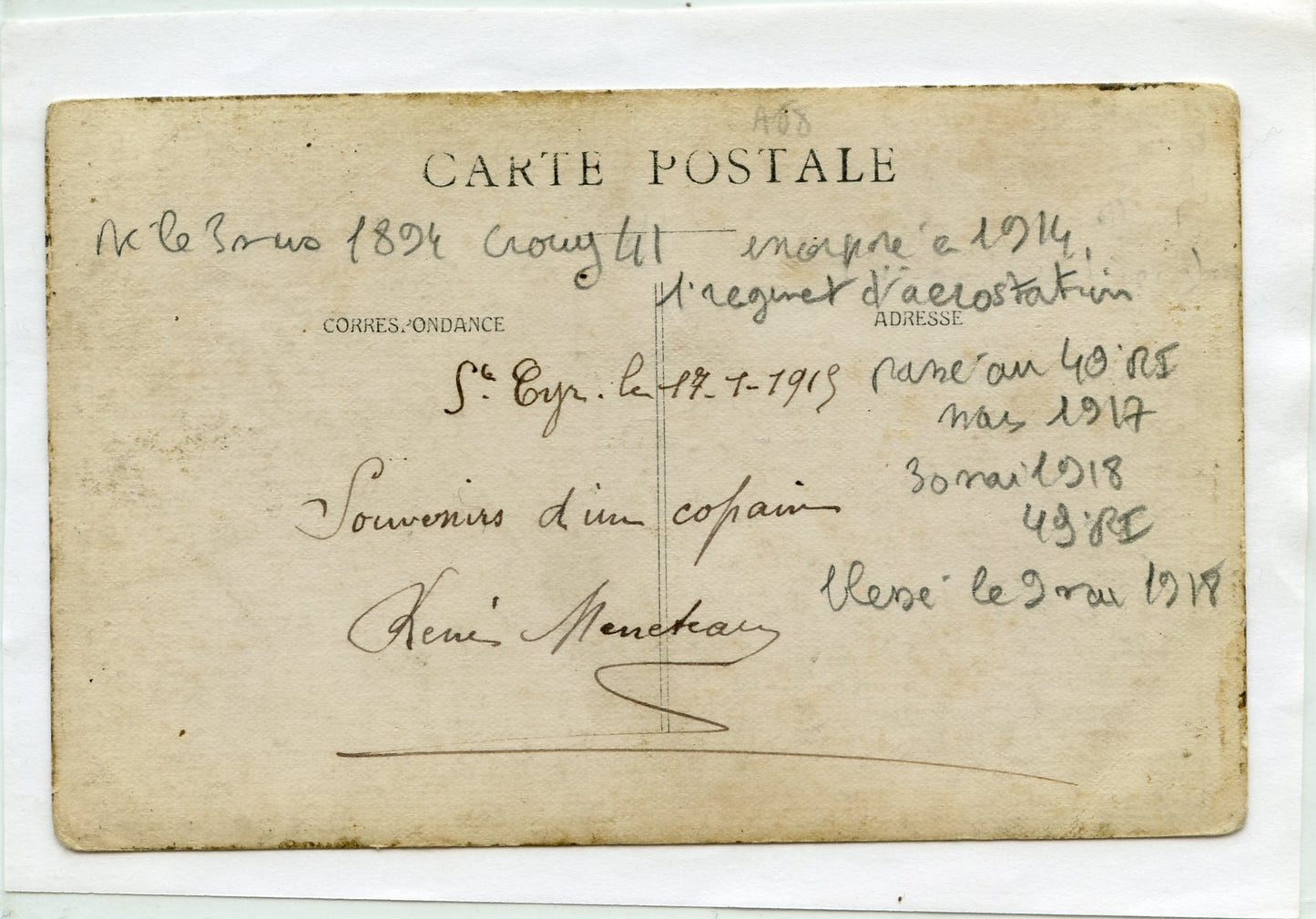 photo d'un soldat de l'aérostation 1915 manteau à rotonde