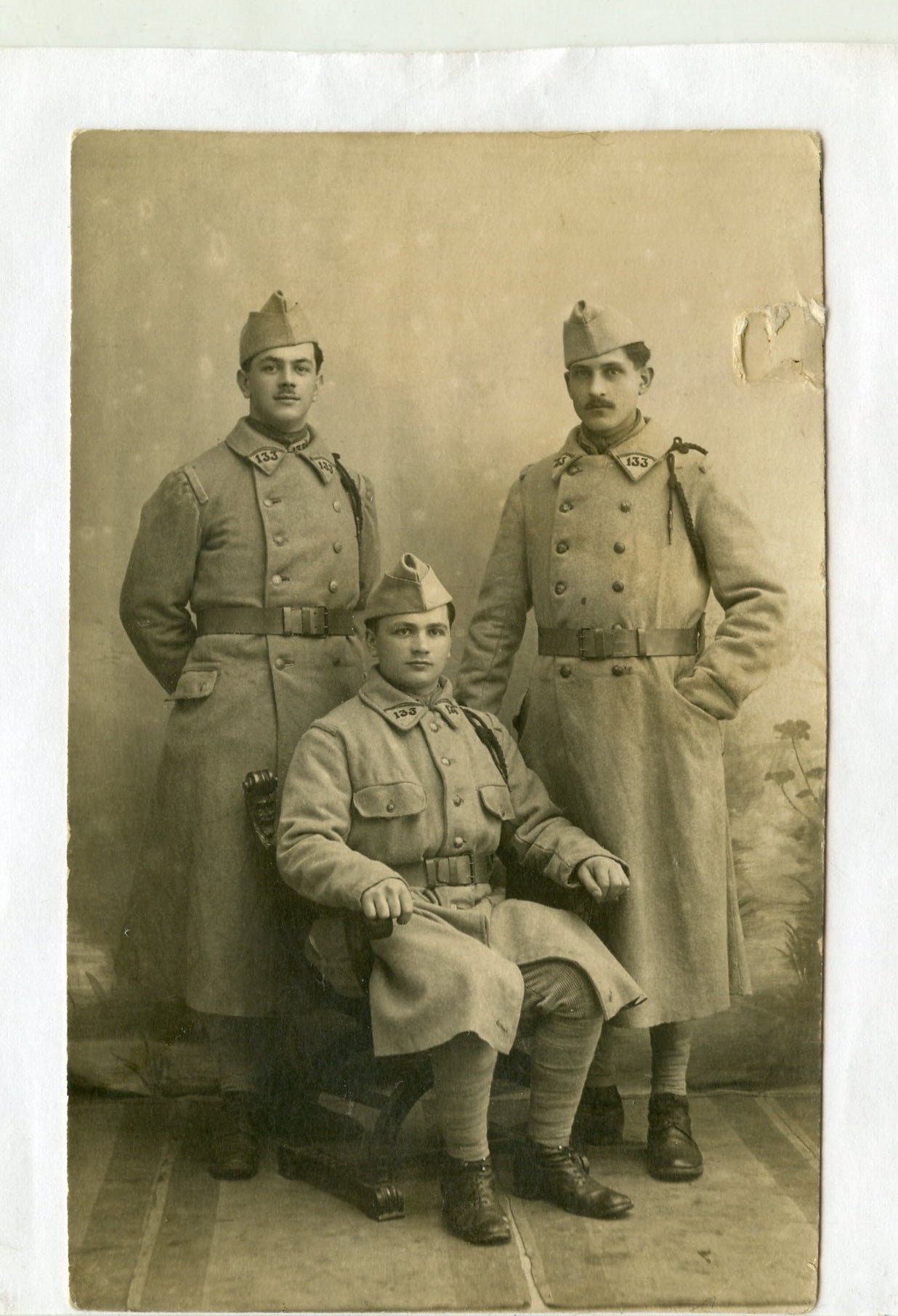 carte photo soldats du 133°RI Belley capote Poiret 1919