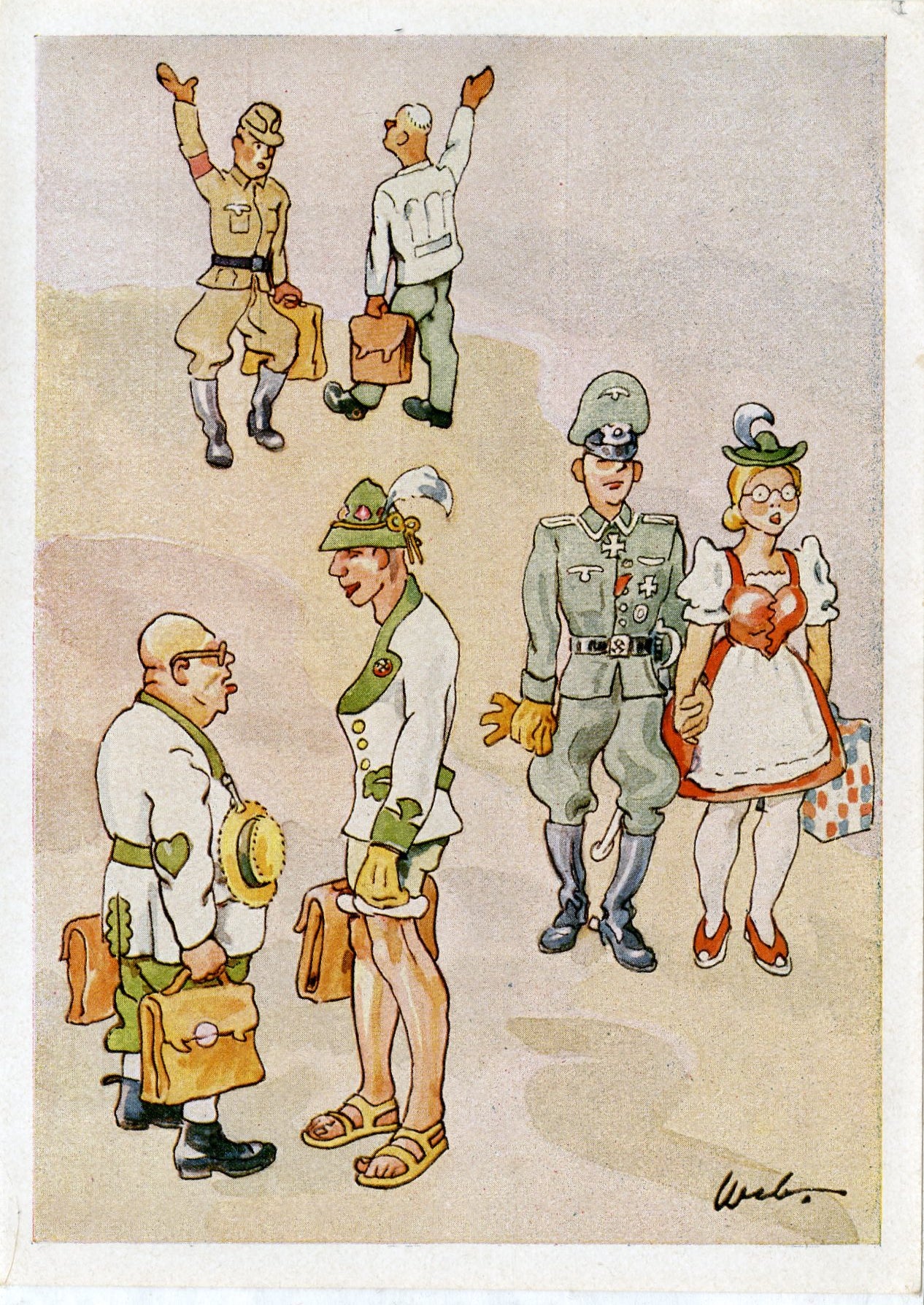 carte postale de propagande image de l'occupation nazie en Alsace 1939-45