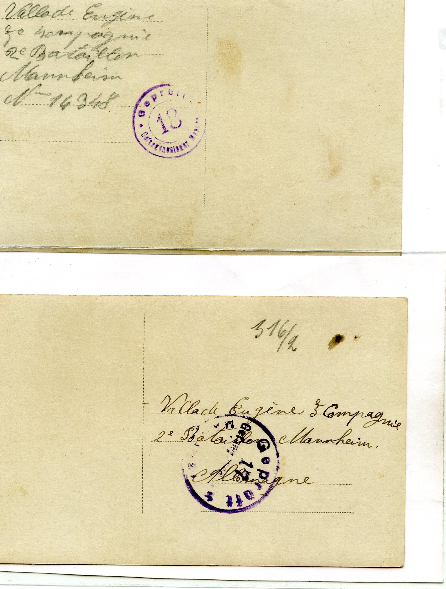 2 cartes photos d'un soldat du 141° RI Marseille prisonnier en Allemagne 1914-18