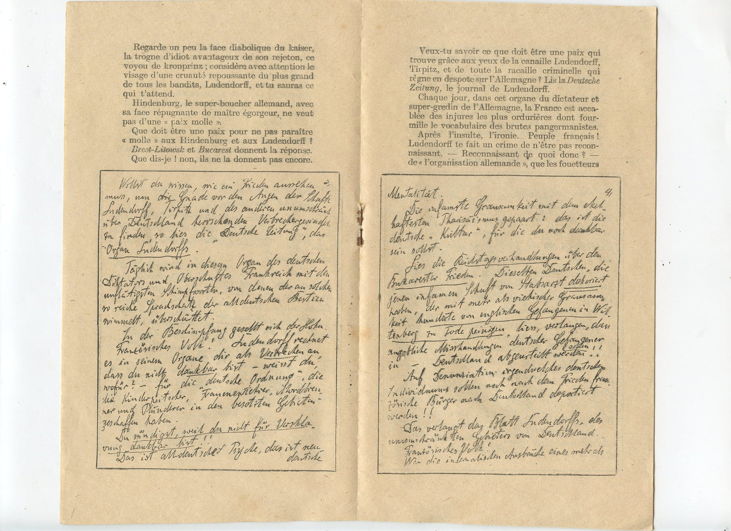 fascicule tract anti allemand 1914-1918 le cri du cœur d'un allemand