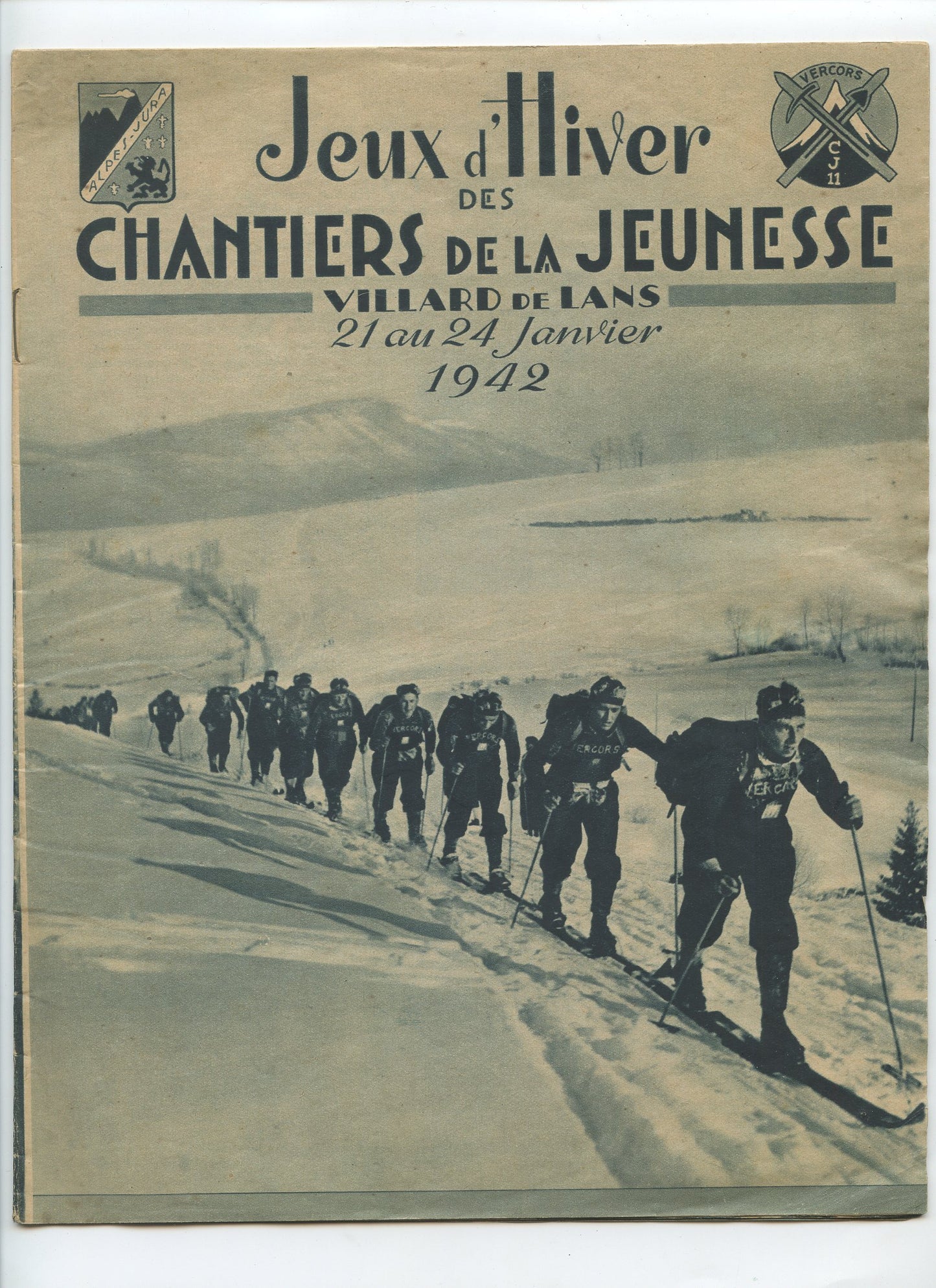 journal jeux d'hiver des chantiers de la jeunesse Villard de Lans 1942, nombreuses photos