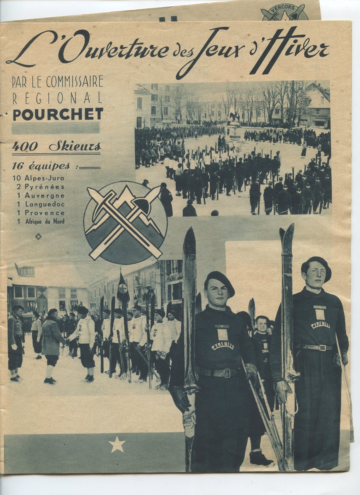journal jeux d'hiver des chantiers de la jeunesse Villard de Lans 1942, nombreuses photos