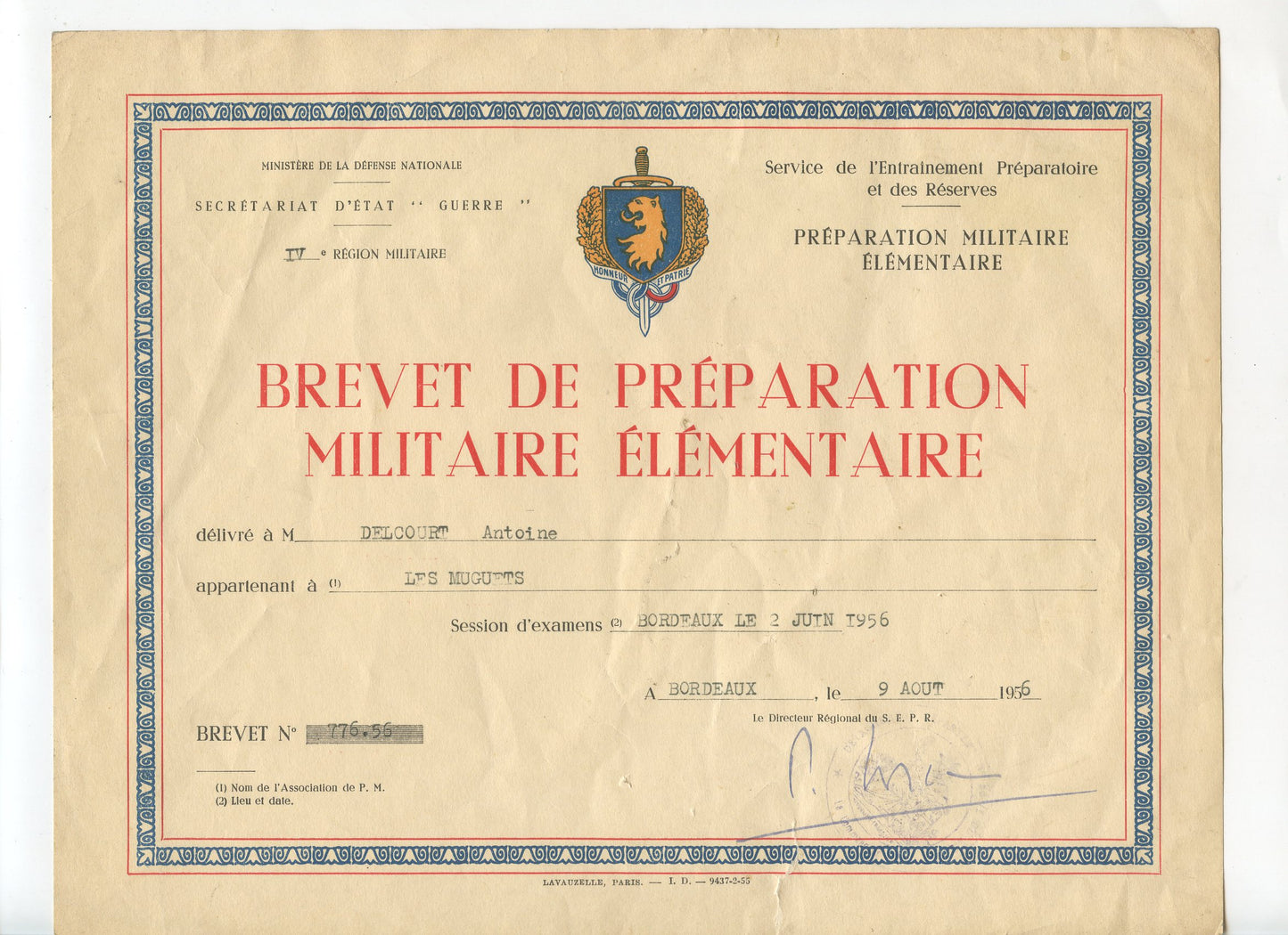 diplôme médaille coloniale agrafe Maroc 1925-26 avec photos et diplôme de préparation militaire de son fils