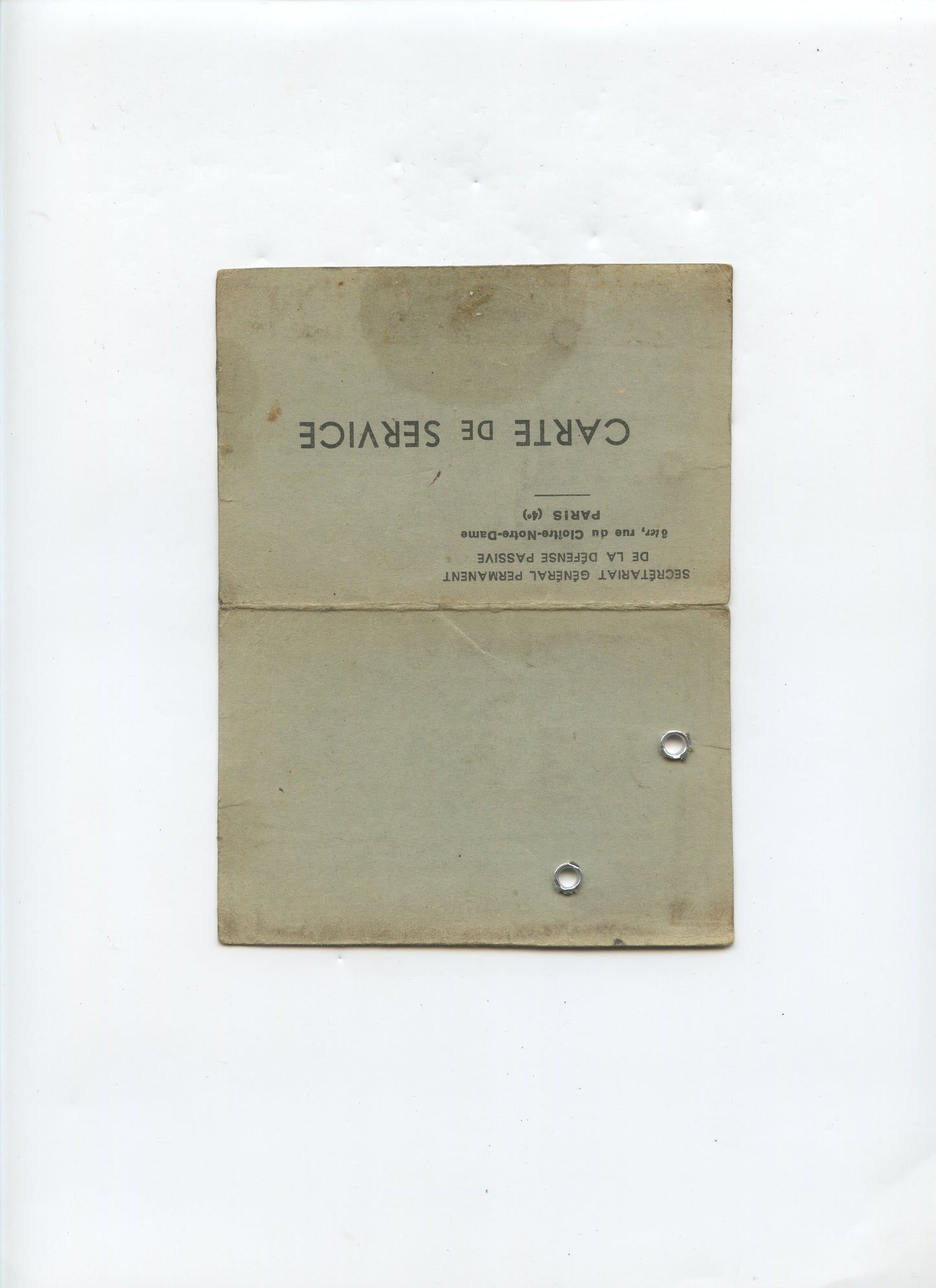 carte défense passive de Paris service sanitaire brancardier 1939-45