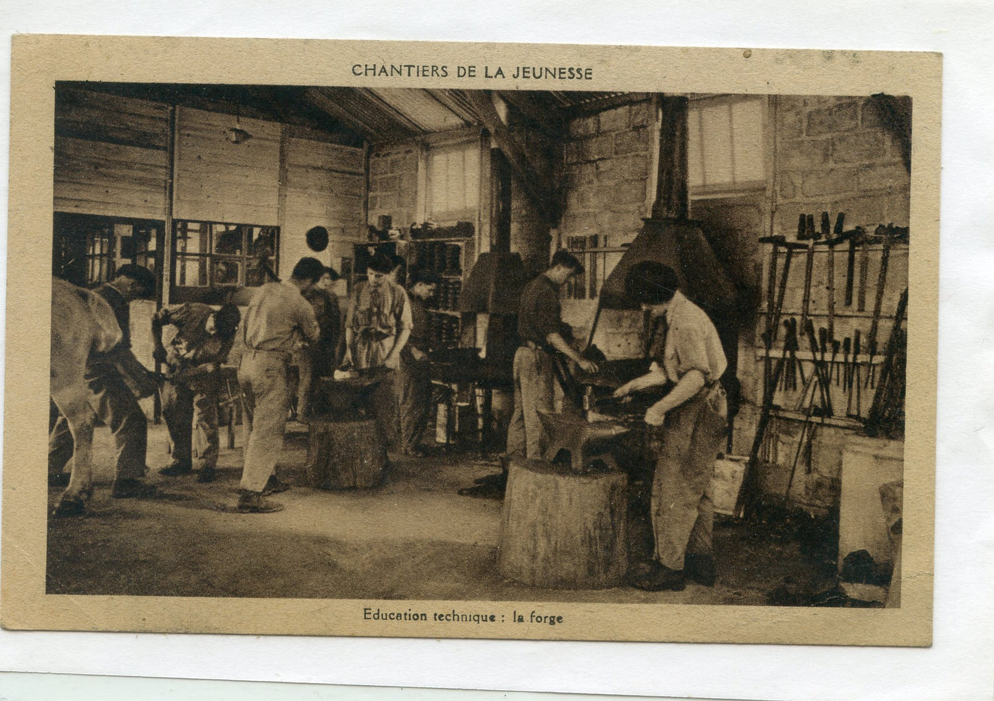 carte postale chantiers de jeunesse pré imprimée la forge