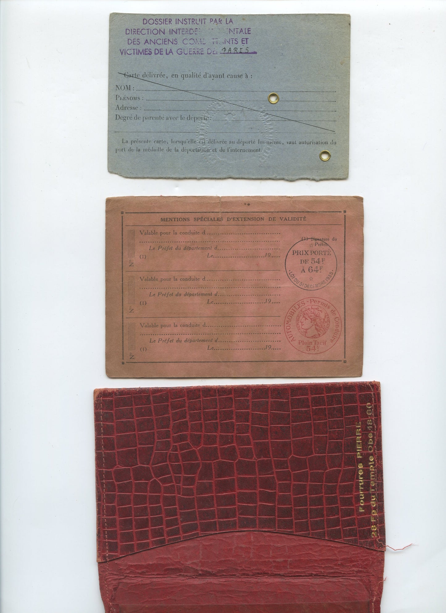 documents et cartes d'une femme israélite d'origine polonaise déportée de France vers Buchenwald 1943-44