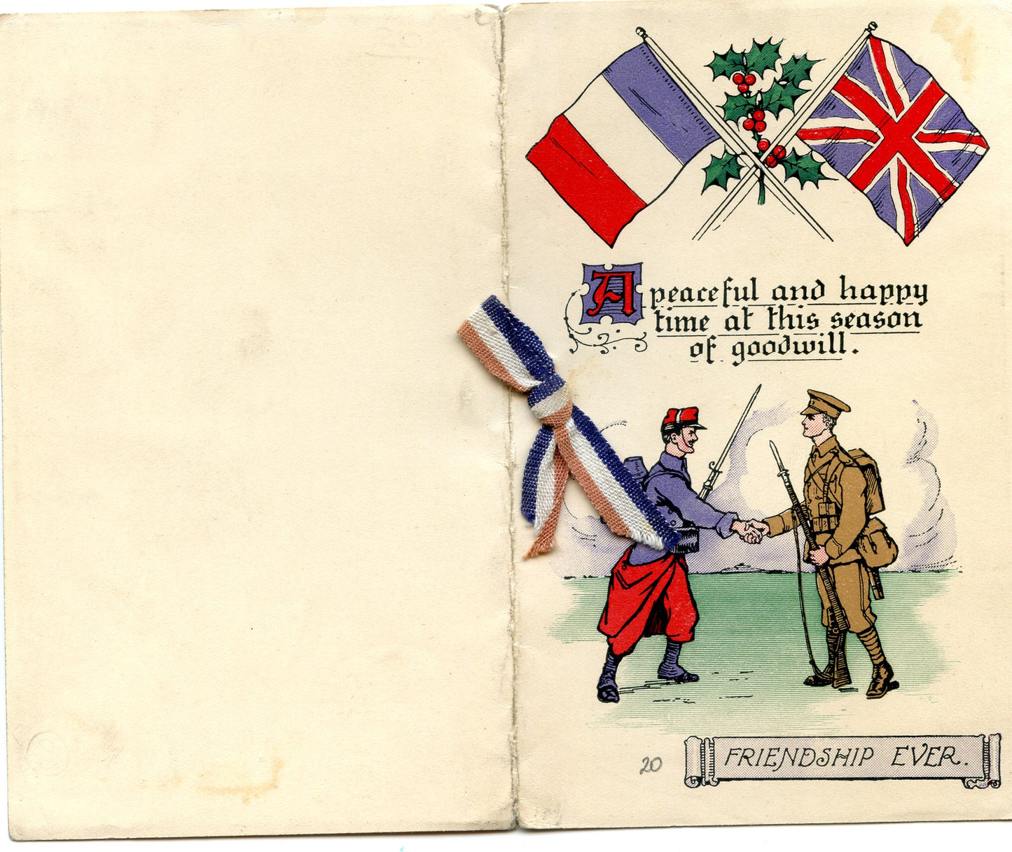 carte de voeux franco anglaise 1914-1918
