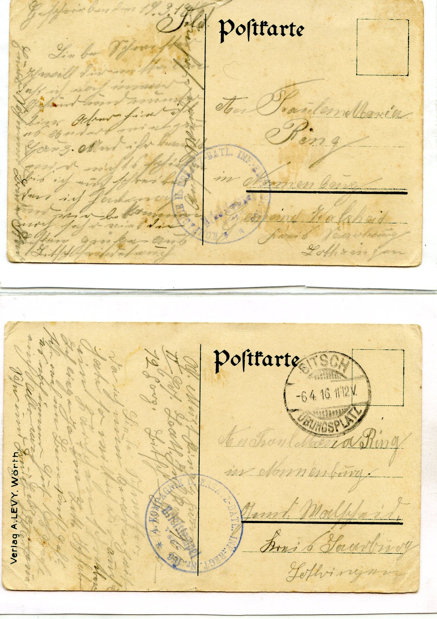 2 cartes postales militaires allemandes, Bitche avant 1914