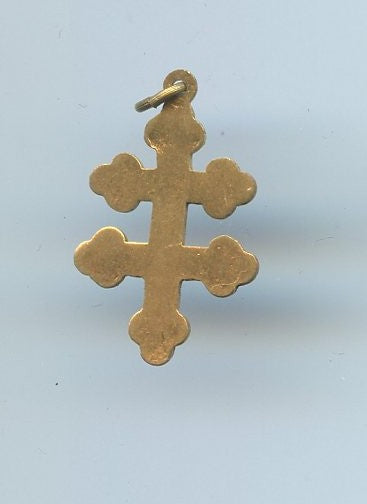 pendentif croix de lorraine émaillée bleue