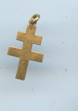pendentif croix de lorraine émaillée bleue
