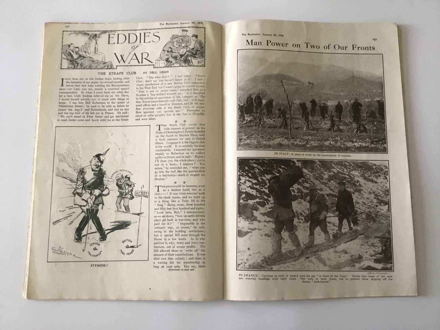 1914-1918 : revue militaire US the Bystander janvier 1918, nombreux dessins et publicités, environ 80 pages