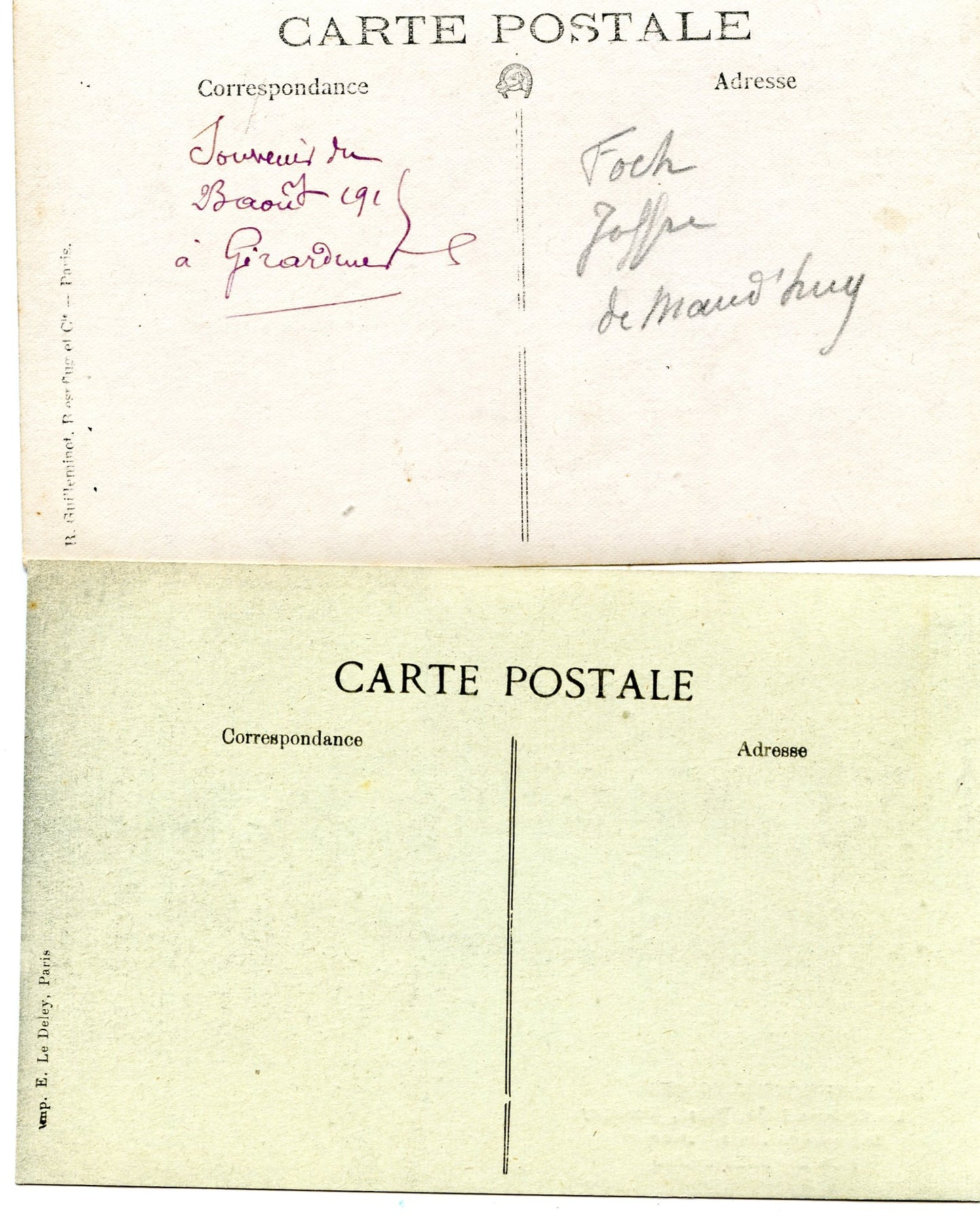 carte photo et carte postale vite des généraux Joffre, Dubail et Maud'huy Vosges Gérardmer 1915