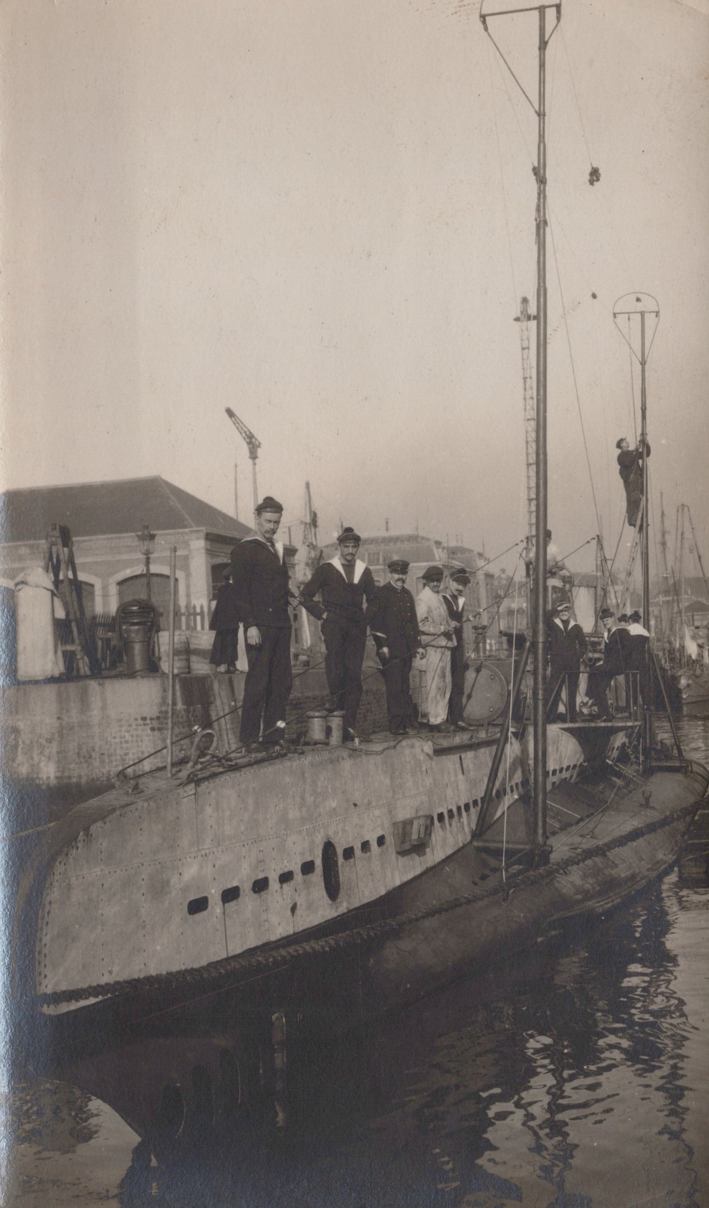 4 belles photos d'un sous-marin français 1914-18 140 x 80 mm