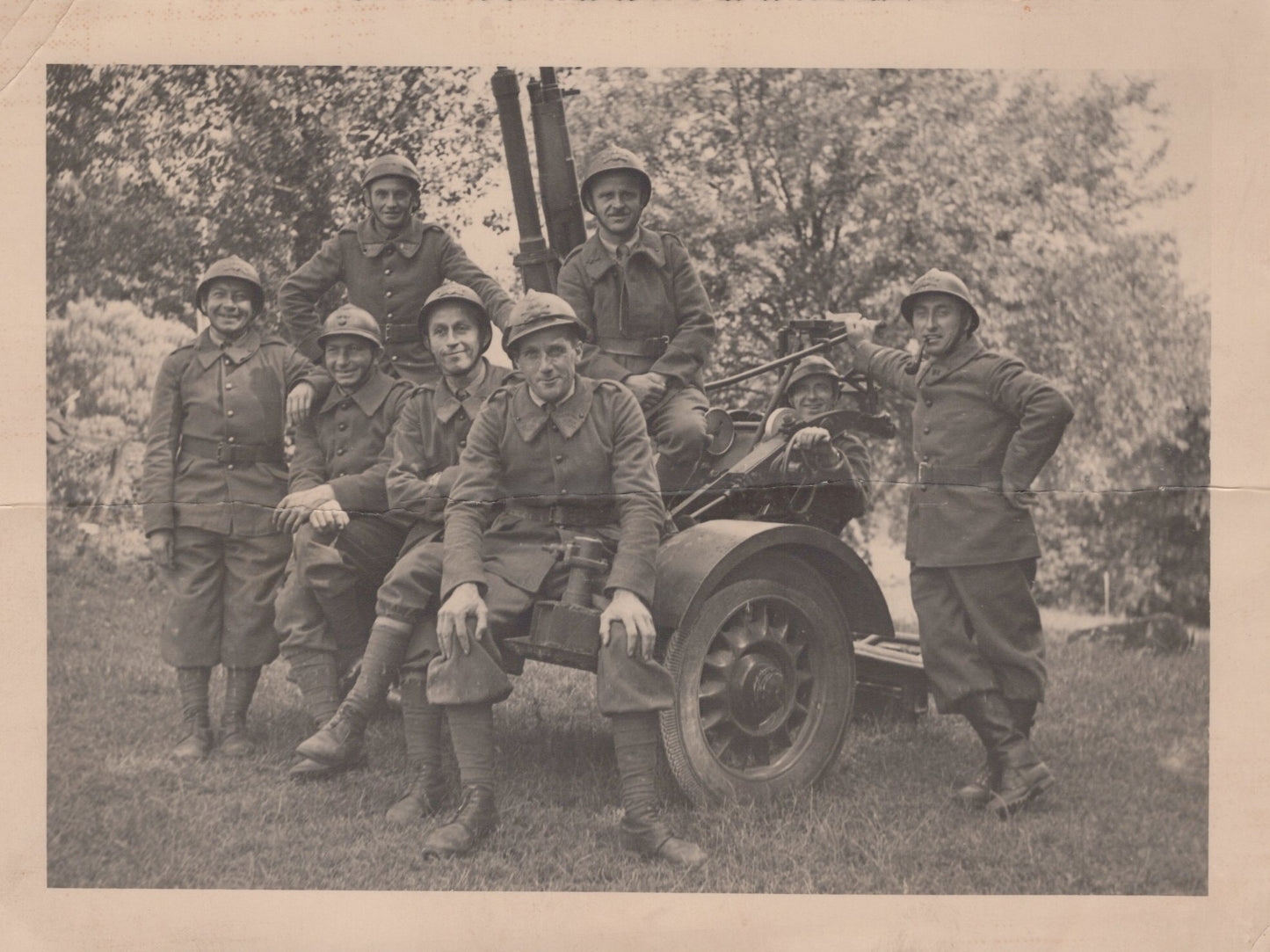 grandes photos artilleurs 403°RA et canon de 20mm 1939-40 170x125 mm