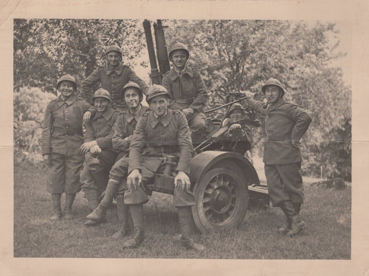 grandes photos artilleurs 403°RA et canon de 20mm 1939-40 170x125 mm