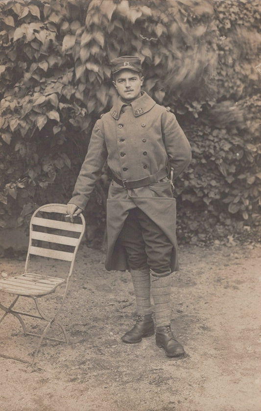 carte photo poilu du 13°RI (Nevers) capote Poiret 1914-1918
