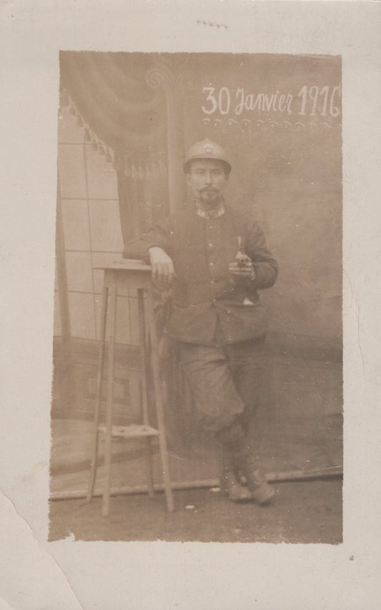 carte photo poilu du 16° territorial (Péronne) janvier 1916
