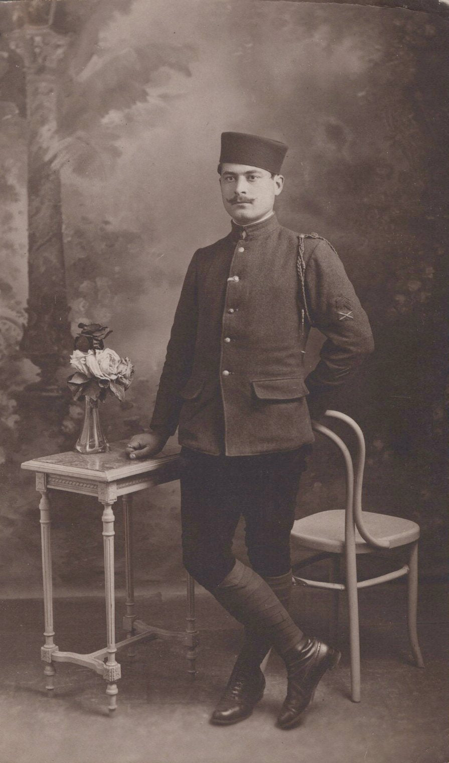 carte photo d'un mitrailleur de zouaves 1914-1918